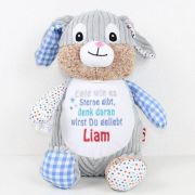 Personalisiertes Kuscheltier Hase blau Stoffhase