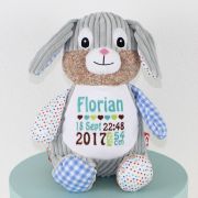 Personalisiertes Kuscheltier Hase blau Stoffhase