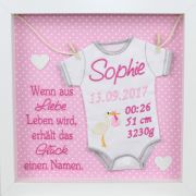 Bestickter Babybody im Rahmen Design Sophie