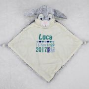 Personalisiertes Schmusetuch Hase grau Kuscheltuch bestickt