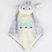 Personalisiertes Schmusetuch Hase grau Kuscheltuch bestickt