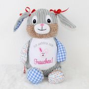 Personalisiertes Kuscheltier Hase blau Stoffhase