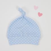 Knotenmütze Biobaumwolle Tupfen blau Gr. Newborn (35-38cm)