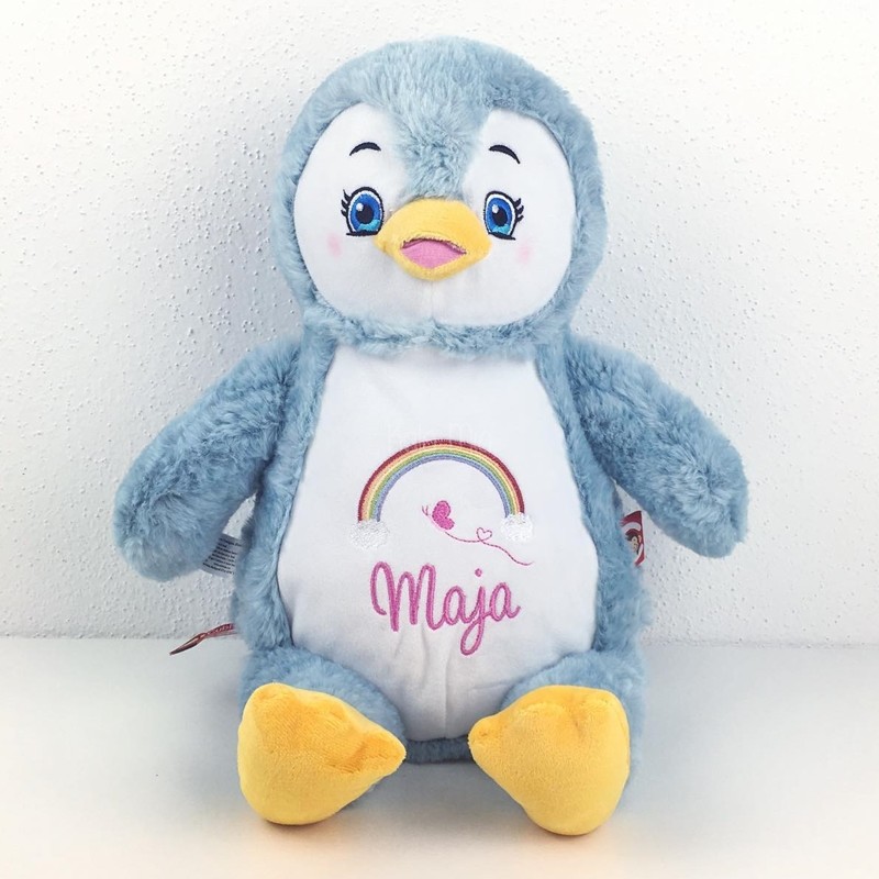 Baby-Geschenk individuell bestickt Plüschtier Pinguin Kuscheltier 