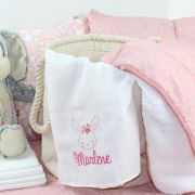 Weicher Kuschelhase rosa mit Mullwindel