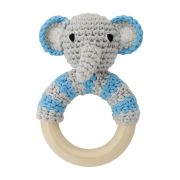 Greifling Holzring Elefant blau