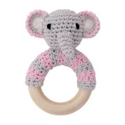 Greifling Holzring Elefant rosa