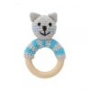 Rassel Holzring Katze blau