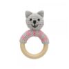 Rassel Holzring Katze rosa