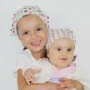 Kopftüchlein Rosa mit Tupfen Biobaumwolle Kind 1-3 Jahre