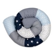 Baby Bettschlange BLAU HELLBLAU GRAU 200cm