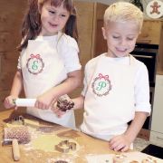 Kinderschürze Baumwolle Natur mit Namen