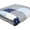 KRABBELDECKE BLAU HELLBLAU GRAU 140x140cm