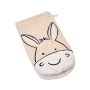 Set: Kapuzenhandtuch Esel natur 80×80 mit Waschhandschuh