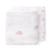 2er Stoffwindel Swaddle Regenbogen/Tropfen rosa