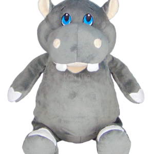 Stofftier mit Name bestickt Nilpferd grau