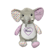 Personalisiertes Kuscheltier Patchwork Elefant Bubblegum Stofftier mit Namen bestickt