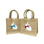 Jute Tasche Ostern Hase mit Masche mint