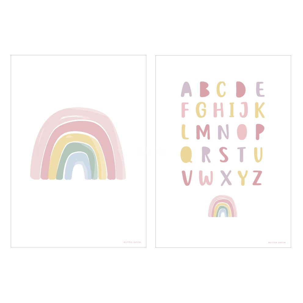 Poster Regenbogen Alphabet Rosa – A3 Little Dutch