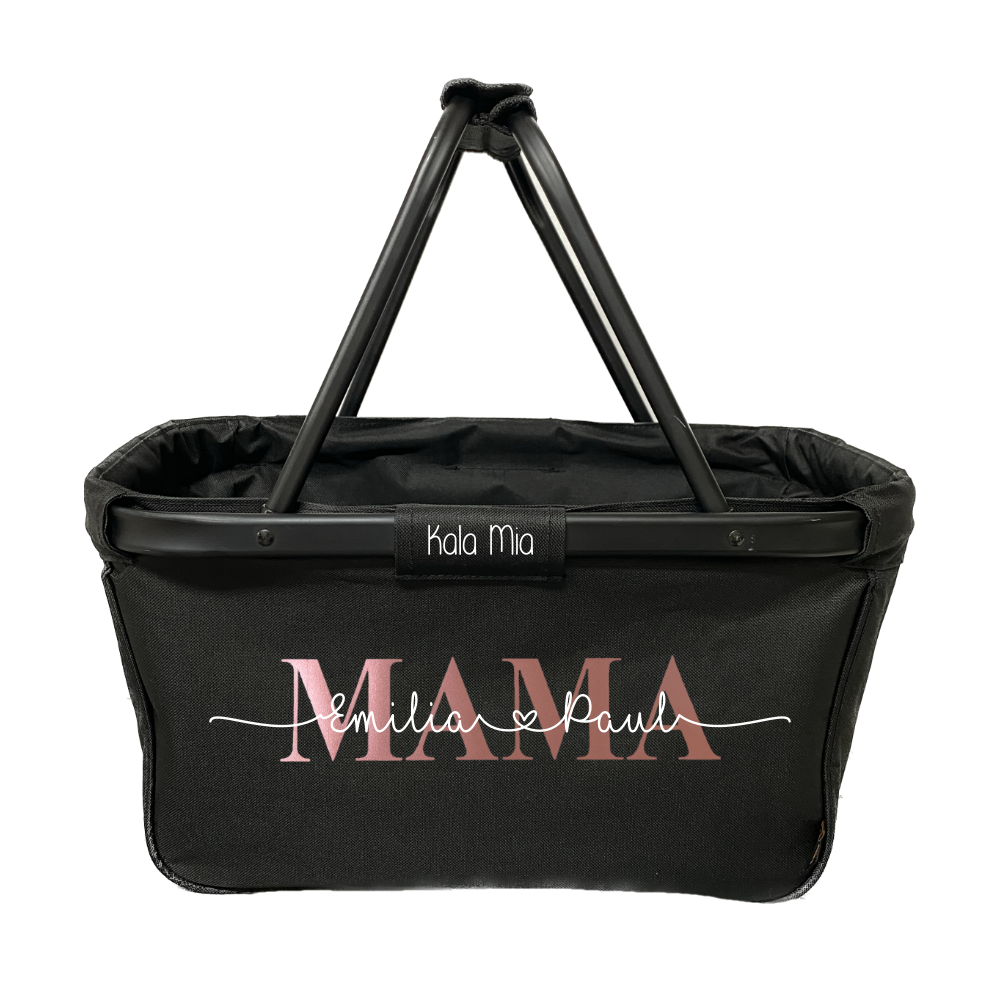 Personalisierter Einkaufskorb schwarz Mama